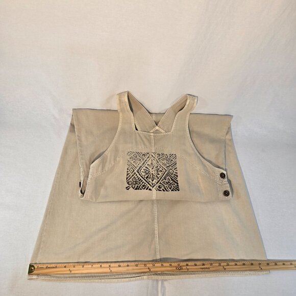 USA Vintage PICCALINO PETITES Modest TAN Floral-Aztec Long Overall Dress Size10P - Picture 12 of 16